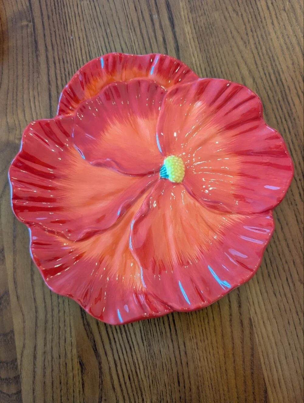 Sur La Table Set of 2 Red Ceramic 8-in. Poppies Plates - NEW